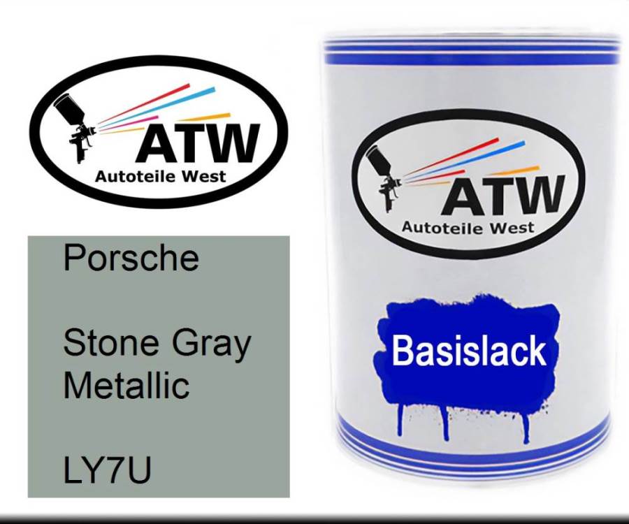 Porsche, Stone Gray Metallic, LY7U: 500ml Lackdose, von ATW Autoteile West.